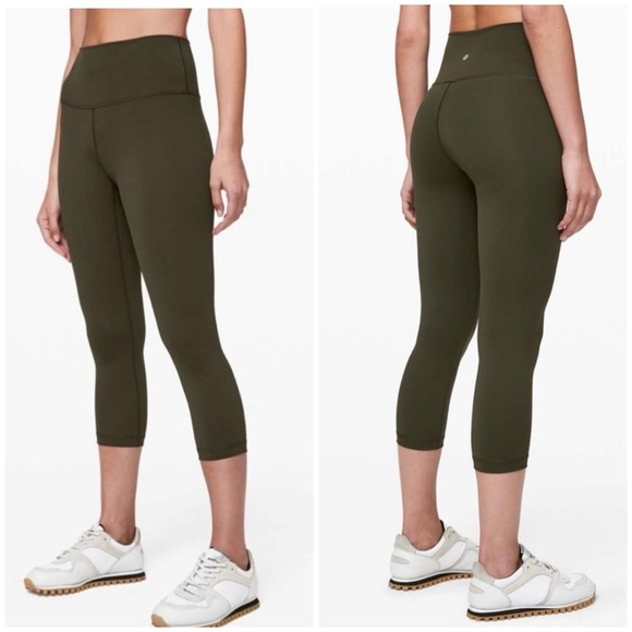 Lululemon Wunder Under Crop (High-Rise) Full-On Luxtreme 21” – Dark Olive size 4 - Picture 1 of 3